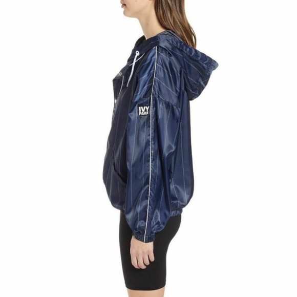 IVY PARK Baseball Pinstripe Hoodie Bomber Jacket L - Picture 10 of 16
